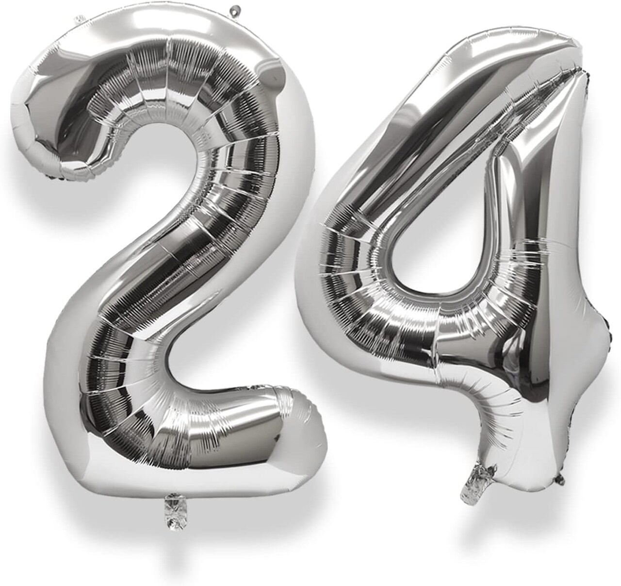 40 Inch Silver Number 24 Balloon – Giant Foil Mylar Balloon for 24th Birthday, Anniversary, and Party Decorations (Silver Numbers)